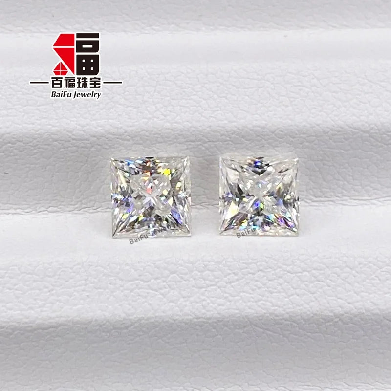 Baifu Jewelry Top Clarity VVS DEF Square Princess Cut Moissanites