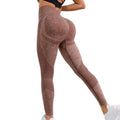 FLW Women's Eco-Friendly Spandex Scrunch Booty Workout Fitness Print Yoga Leggings Tummy Control Seamless Pant Solid Print