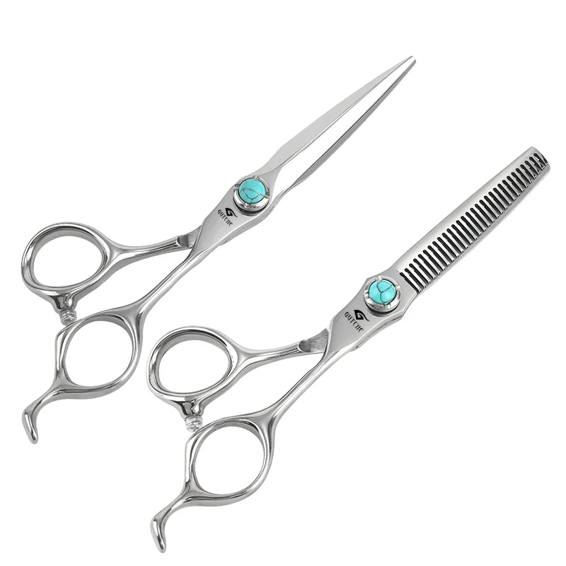 No Noise Barber Shears Silver Stainless Salon Hairstlist Hairdressing Scissors  Professional Hair Cutting Scissors