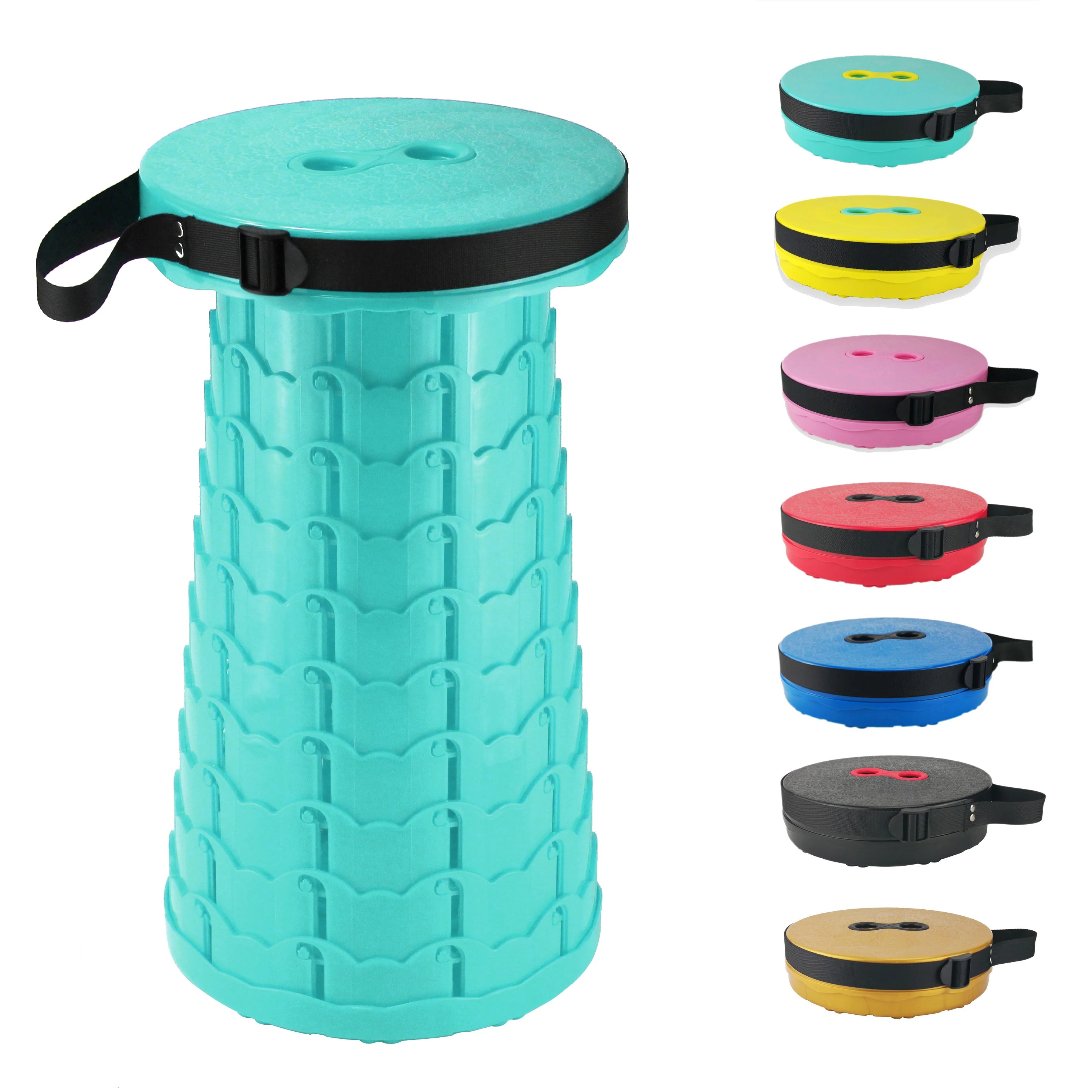 Collapsible Popular Round Portable Stool Sturdy Lightweight Retractable Plastic Chair Stool for Adult Camping