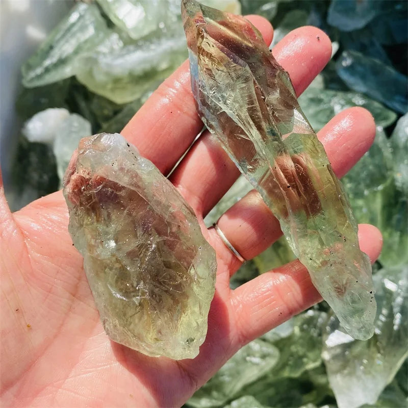 Raw Green Quartz Crystal Points - Natural Mineral Specimen for Healing & DIY Jewelry