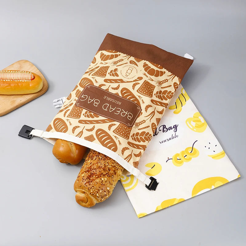 Green Eco-Friendly Reusable Cotton Bread Storage Bag with Foldable Design Customizable for Homemade Use