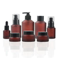 Custom Frosted Glass Cosmetic Jar with Screw Cap Toner Lotion Serum and Face Cream Pump Bottle Set for Skincare Packaging