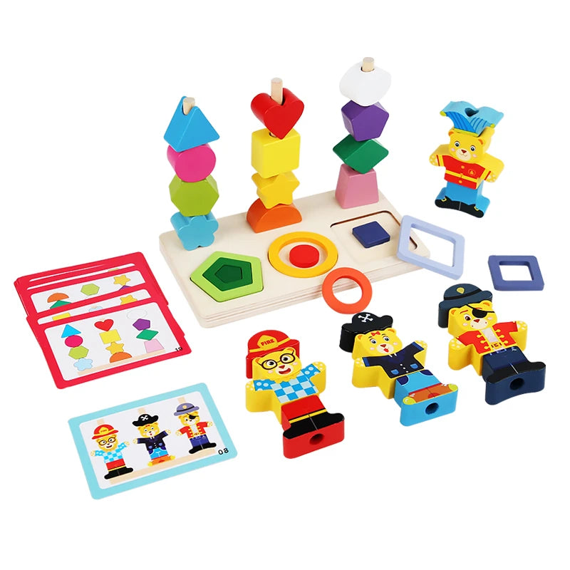 Ce Cpc Wooden Little Bear Shape Wrapped Montessori Early Education Shape Color Cognition Matching Enlightenment Toy For Children