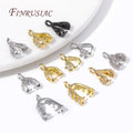 Multi Types 18K Gold Plated Inlaid Zircon Bails Pendants Pinch Clip Bails Crystal Agate Jewelry Making for Necklace Earring