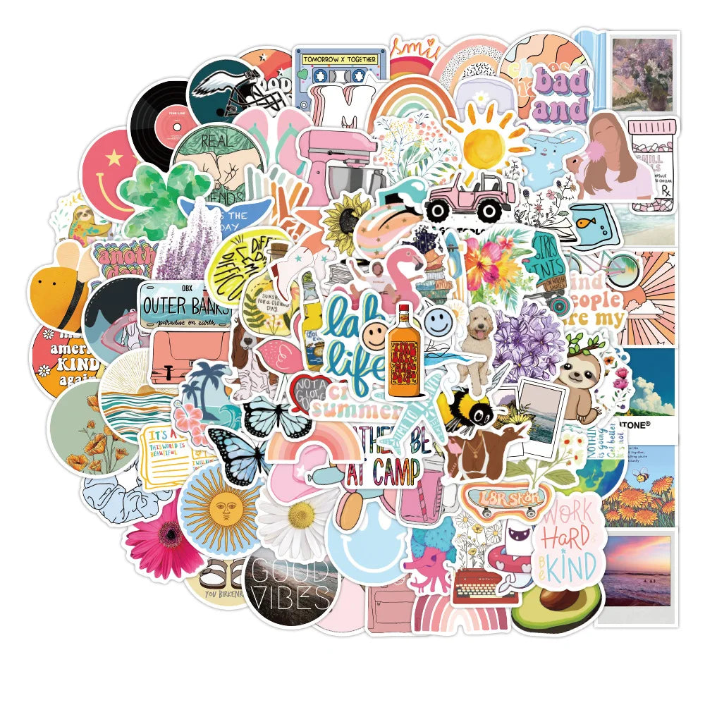 100Pcs VSCO Summer Holiday Graffiti Stickers for Travel Luggage Phone Car DIY Vinyl Scrapbook Sticker