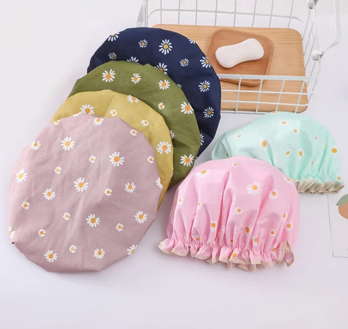 Reusable Double Layer Waterproof Shower Hair Bath Cap Stylish Microfiber  Hair Bonnet Soft Comfortable EVA Lined Shower Hat
