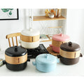 Drop Shipping Japanese Steamer Casserole with Steamer Soup Pot Stew Pot Bamboo Multi-layer Household Ceramic Steamer Casserole