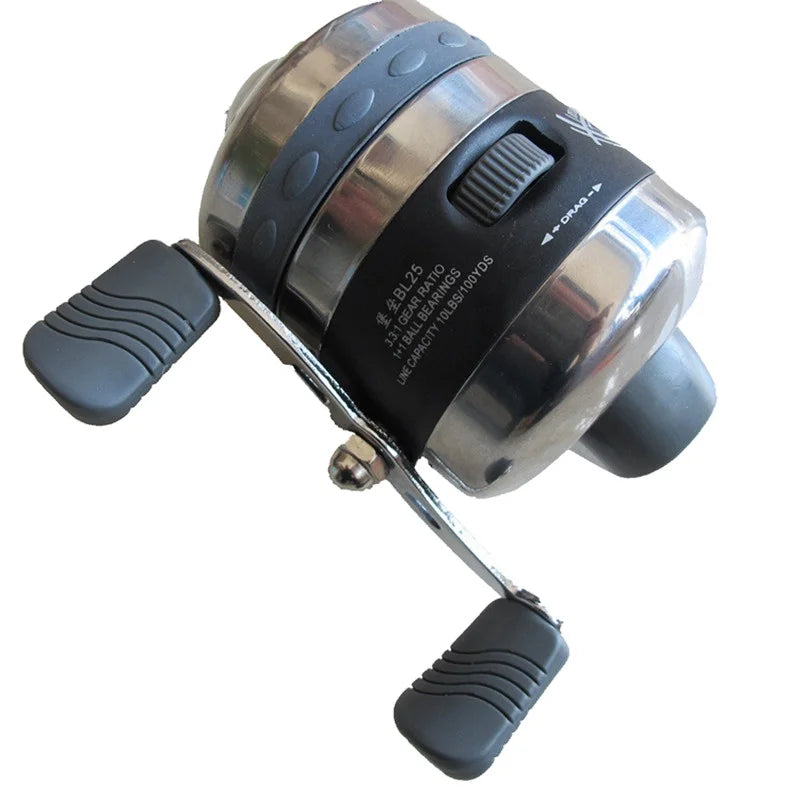 Stainless Steel Left Hand Bait Casting Shooter BL25 Dart Wheel Threader Spherical Closed Wheel Interchangeable Handle Slingshot