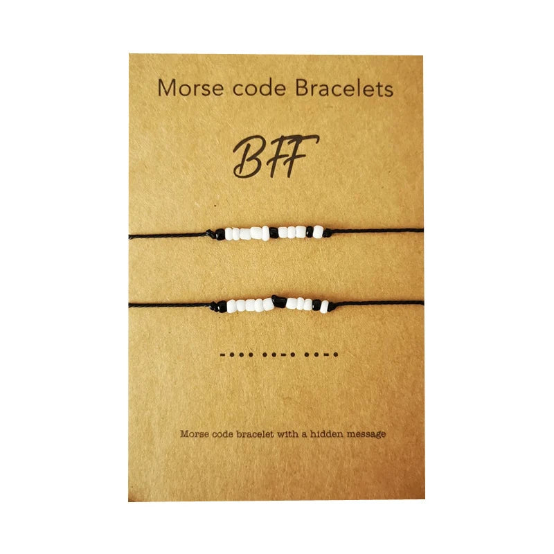 Best Friend Forever BFF Friendship Morse Code Wish Card Bracelets