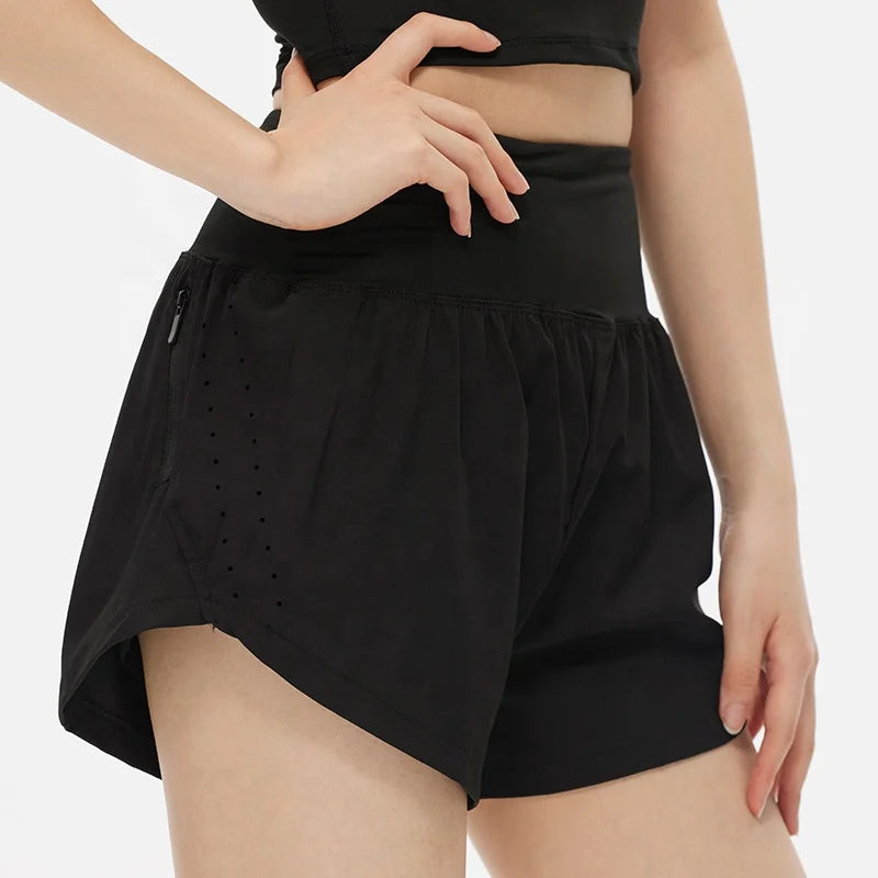 Customize Logo Gym 2 in 1 High Waist ShortsPolyester Mesh Shorts Plus Size Women's Shorts