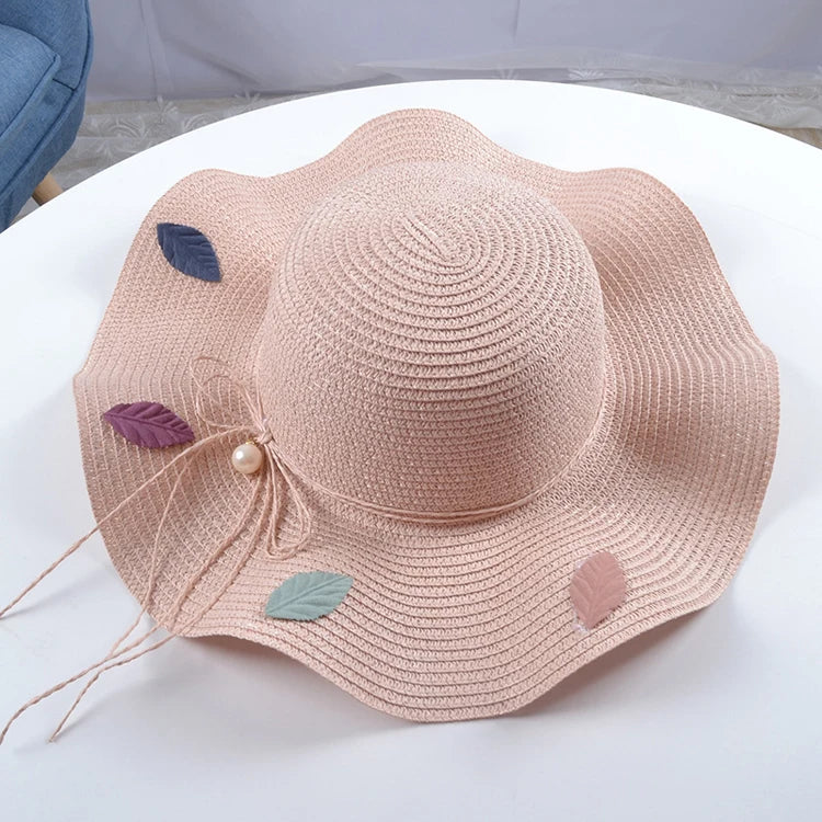 Parent-Child Travel Beach Straw Hat Foldable Sunscreen Sun Hat Women