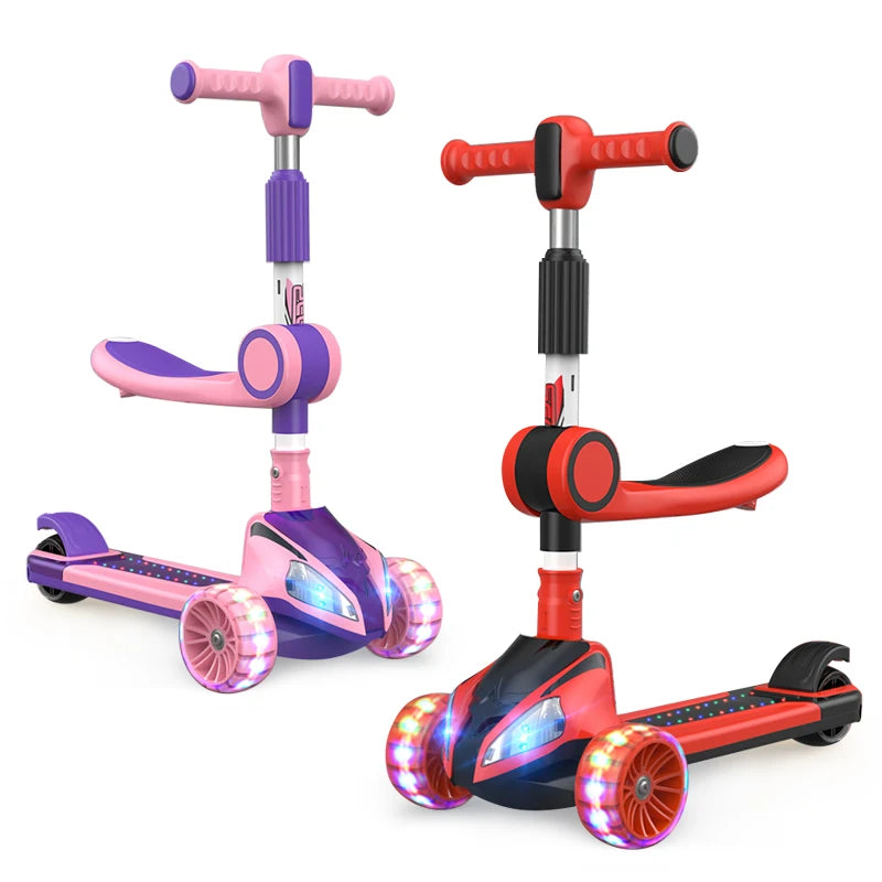 Cool Music Light Cheap Kid Scooter Manufacturers Accessories 3 Wheels PU Light-Up Foldable Scooters for Kids