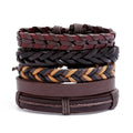 Vintage Handmade Leather Braid Bracelets 5pcs Men's Adjustable Size for Wedding Anniversary or Gift Wholesale Price