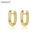 LUOTEEMI 2026 New Arrivals for Women Gifts Chunky Small U Shape Oval Hoop Earring Plated Real Gold Earrings
