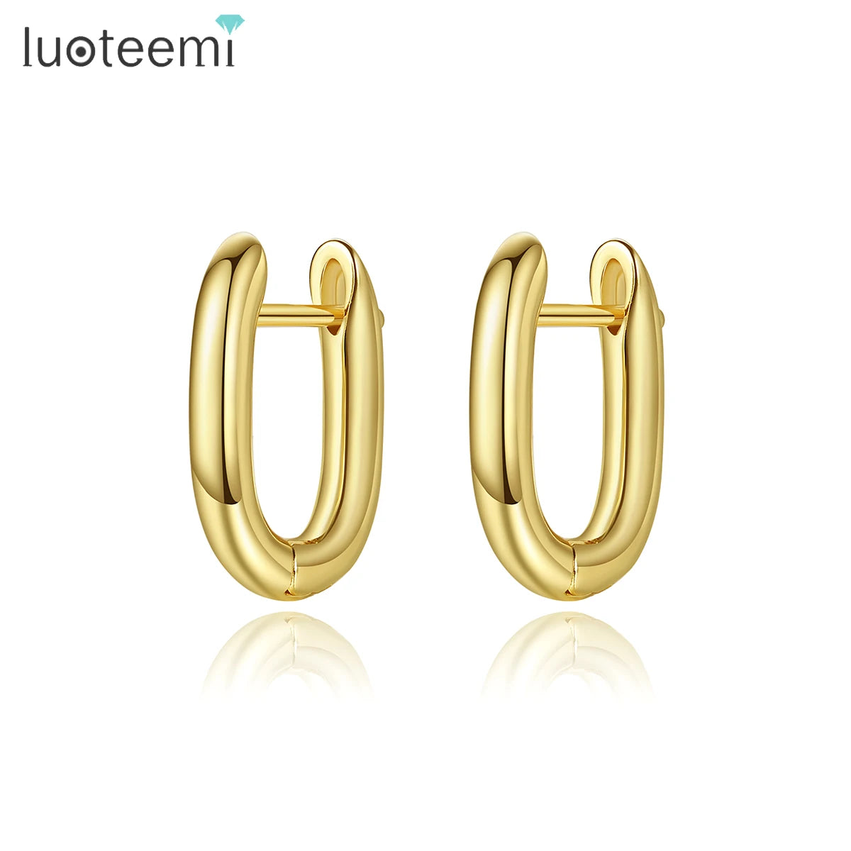 LUOTEEMI 2026 New Arrivals for Women Gifts Chunky Small U Shape Oval Hoop Earring Plated Real Gold Earrings
