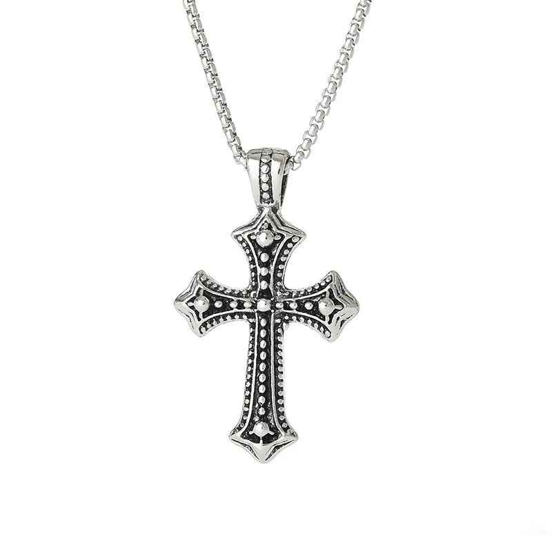 Hot New Vintage Punk Religion Gothic Christ Crucifix Cross Jesus Hiphop Pendant Necklace Stainless Steel Men's Gift Accessory