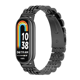 Mijobs Stainless Steel 7 Beads Mi Band 8 Replacement Band Strap Bracelet Pulsera for Xiaomi Mi Band 8 9 10