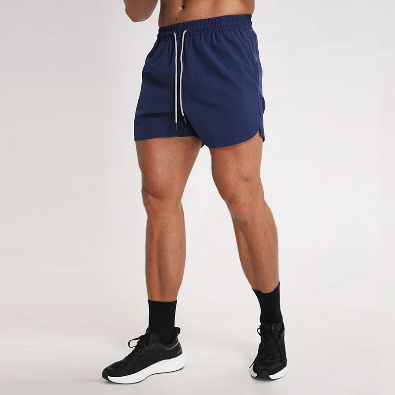 Lightweight Breathable Summer Fitness Wear Plain Navy Color Sport Men Shorts