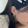 925 Sterling Silver Ribbon Bow Earrings Popular Minimalist 925 Sterling Silver Earrings Cute Stud Bow Knot Earrings