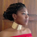 African Jewelry Statement Collar Necklace Adjustable Leather Gold Tone Chunky Choker Necklace for Women Wedding Party Bijoux