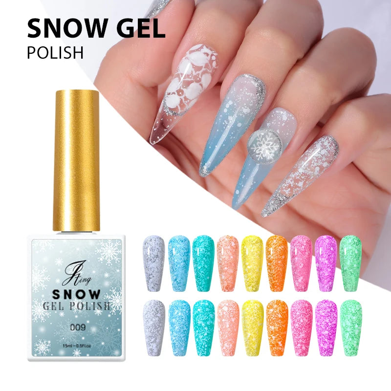 JTING Nail Salon Vendor New Design 9 Colors Snow Flakes Uv Nail Gel Polish OEM Create Your Own Gel Polish Brand logo