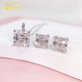 Asscher Cut VVS Moissanite Diamond Jewelry Sets 925 Silver Gold Plated Pendant Necklace Stud Earrings Fine Jewelry Set for Women