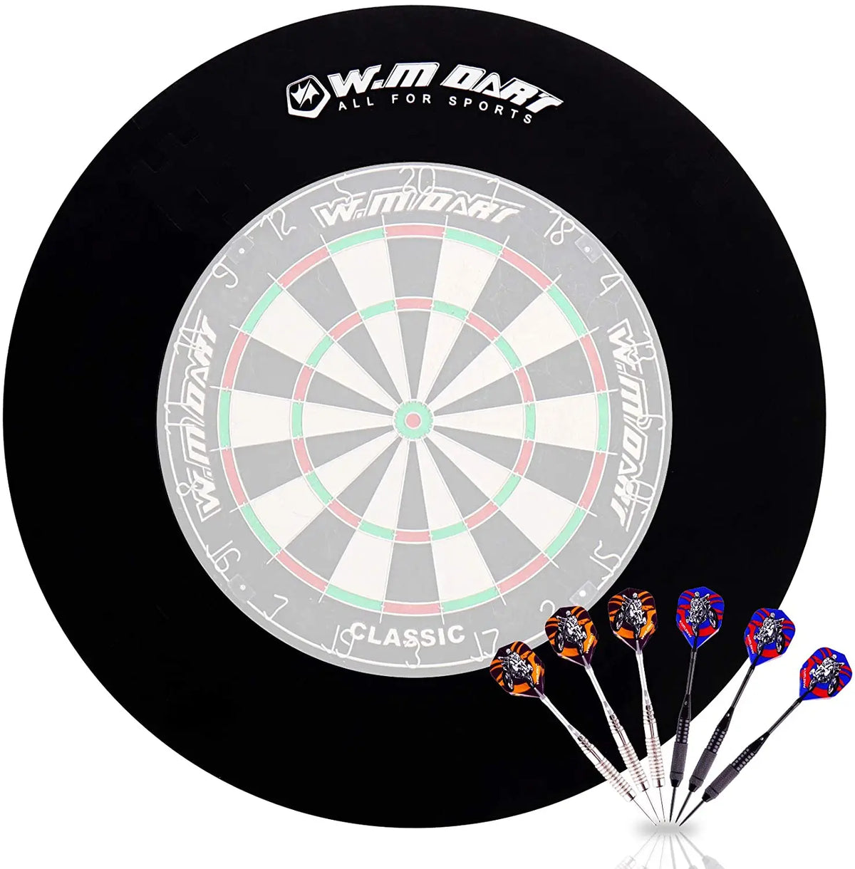 Win.max Lightweight Steel Tip Safety Dart Board Backboards EVA Reversible Dartboard Surround Protector with 6 Darts MegaBDM
