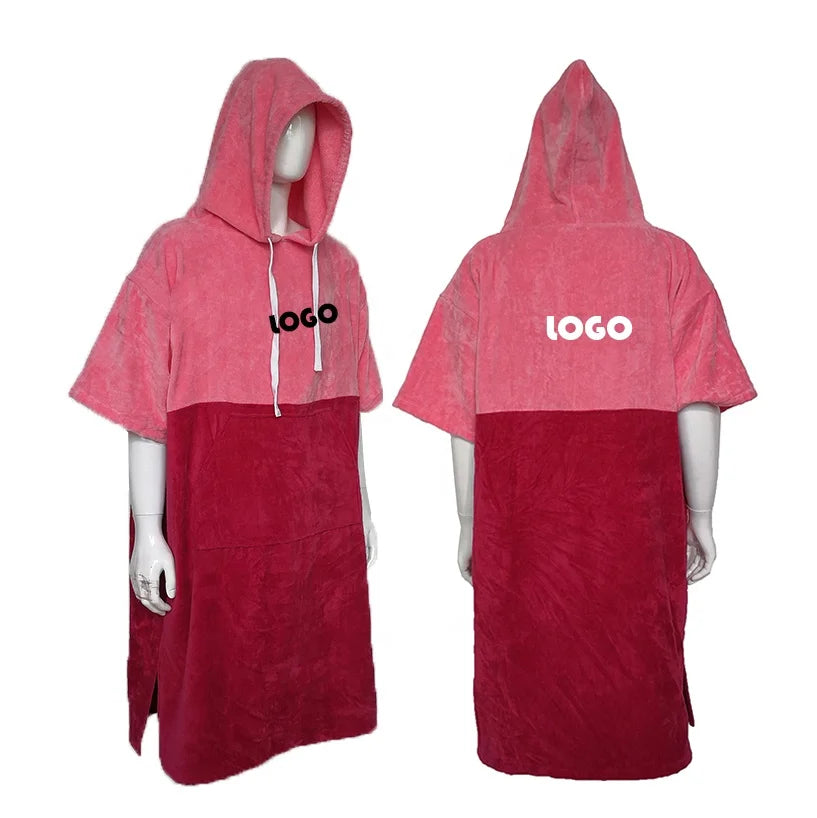 Quick Dry Bespoke Ocean Surf Beach Women Velvet Cotton Microfiber Changing Hooded Towel Poncho Robe