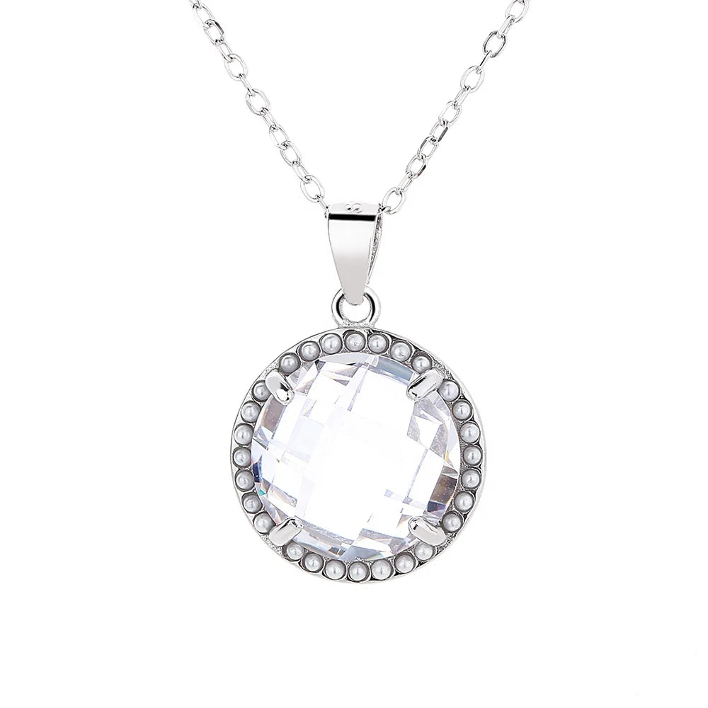 925 Silver Jewelry Zircon Charms Stone Pendant Necklace