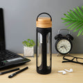 550ml Customized Borosilicate Glass Water Bottle with Pressing Type Stainless Steel Infuser and Bamboo Lid Eco-Friendly