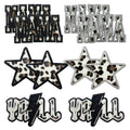 New Hot Iron on  Glitter Edge Leopard Print Mama Star Yall  Patch for T-shirt Hoodies Hat Decoration