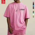 SK 270G Custom Vintage Streetwear Short Sleeve Oversize Tshirt Men's Pure Cotton Heavy Acid Washed Printed Solid Wholesale
