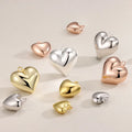9mm 11mm  15mm Big 925 Solid Sterling Silver Heart Charm Gold Plated Puffed Heart Pendant for Jewelry Making Finding