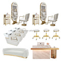 Hair Salon Set Package Furniture Haircut Styling Mirror Station and Barber Chair with Hydraulic Pump and Adjustable Height