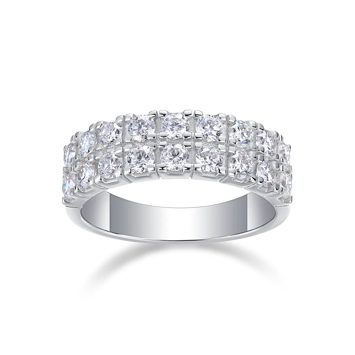 Luxury Pair Row D Color Moissanite Diamond Ring for Women 925 Sterling Sliver Wedding Engagement Eternity Band Jewelry Ring