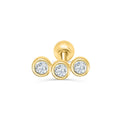 ROXI S925 Sterling Silver Three-grain Diamond Threaded Pierced Stud Earrings 2021