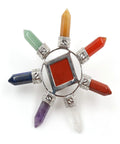 7 Chakra Crystal Energy Generator Healing Reiki Point Pyramid Natural Stone Colorful Pyramid Energy Tower Pendant