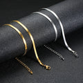 Hot Selling Fashion Jewelry Simple Stainless Steel Flat Snake Chain Necklace 18k Gold Plated Anklet for Women for Holiday Gift