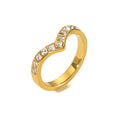 Elegant 18K Gold Plated Stainless Steel Natural Stones Gemstones V Shape Women Rings Zirconia Jewelry Accessories