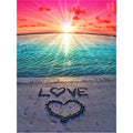 Sun Beach Seascape Love Heart DIY 5D Diamond Painting by Number Kit Fashion Wall Art Canvas Paint Diamond Painting