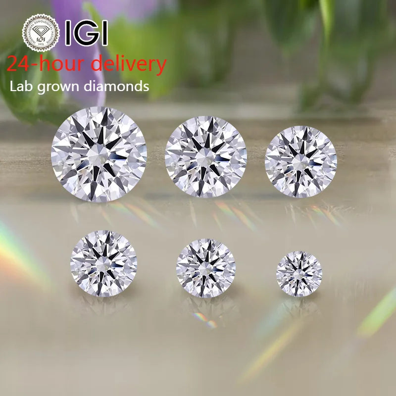 Hot Sale 2CT Lab Grown Diamant 1CT D Color Round Brilliant Cut 0.3ct 0.5ct Vs1-vvs2 Hpht Cvd Igi Verfied Diamond