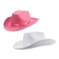 Wild West Western Rodeo Costume Felt Bachelorette Pink White Black Cowgirl Cowboy Hats