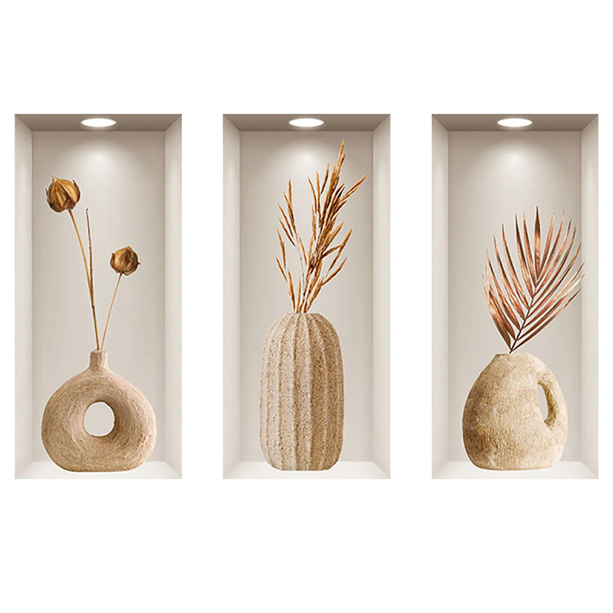 Wholesale Large Size 50CM Brown Dried Grass PVC Wall Sticker Natural Dry Flowers Self-Adhesive Waterproof Home Decoration Hot