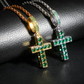 New High Quality Cross Pendant With Color On Both Sides Iced Out CZ Stones Paved Luxury Hip Hop Jewelry Gift For Lovers