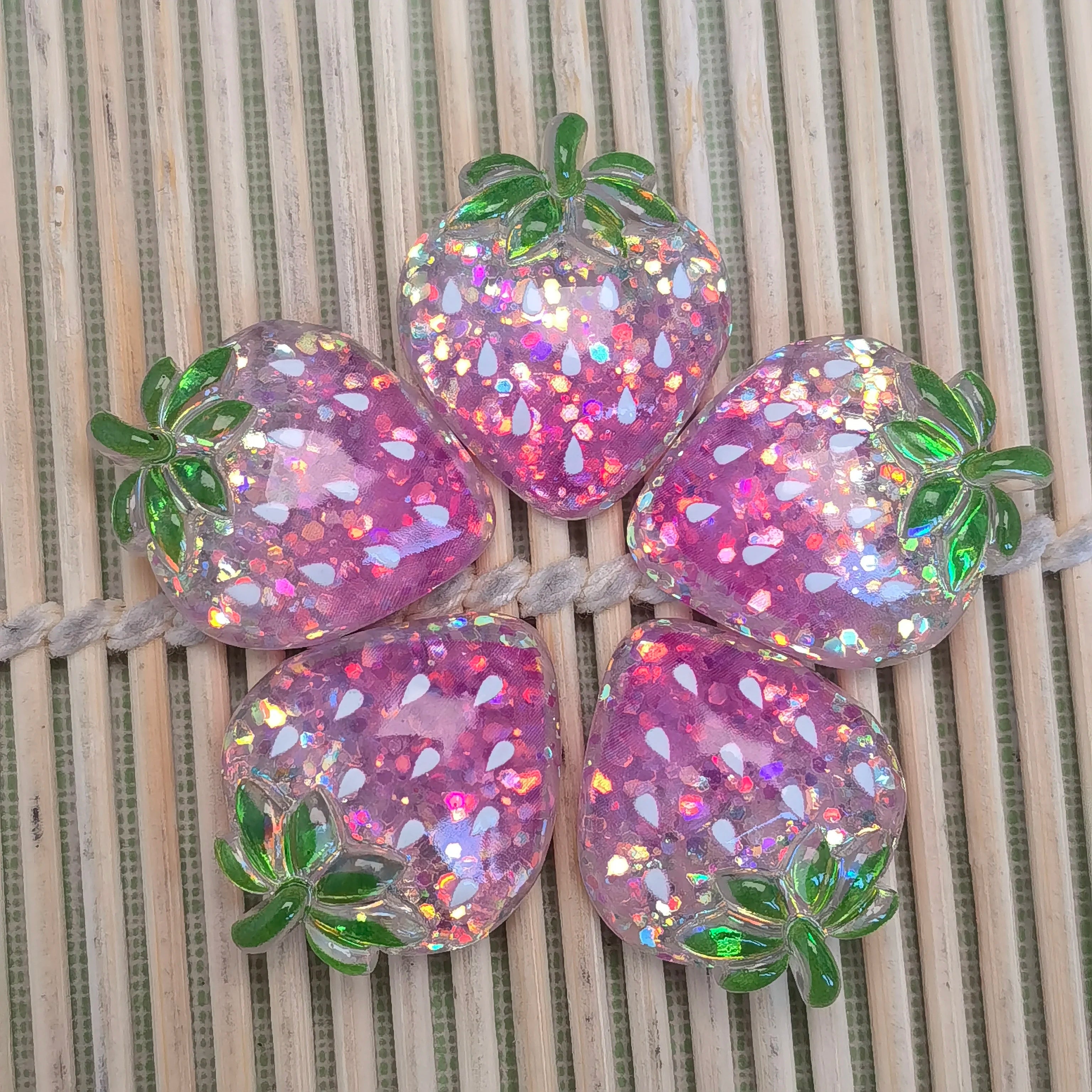 Luminous Kawaii Strawberry Glow Series Flat Back Resin DIY Scrapbooking Cabochons Embellishment Decoration Accessories