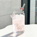 Wholesale Customized Can Shaped Drinking Glasses Cups Glass Coffee Mug With 3D Butterfly