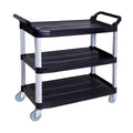 Plastic Food Service Trolley Industrial Two-Wheel Balloon Design 70kg Capacity Black/Gray Hand Cart for Restaurants & Hotels