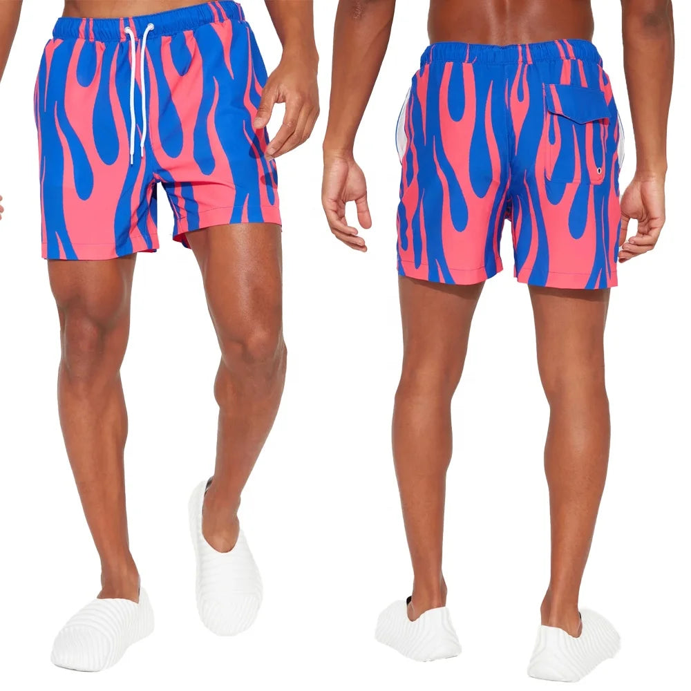 KY Homme Men's Nylon Swim Beach Shorts Luxury Trunks with All Over Print High Street Style OEM Service Available