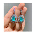 2020 Newest Design Synthetic Paraiba Emerald Pink Diamond and Yellow Diamond Earrings Christmas Gift